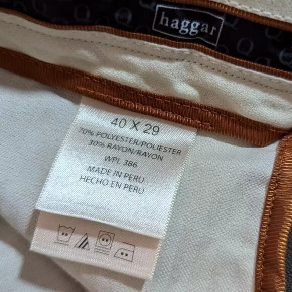 Haggar Generations Pants Mens 40x29 Beige Cotton - Picture 5 of 7